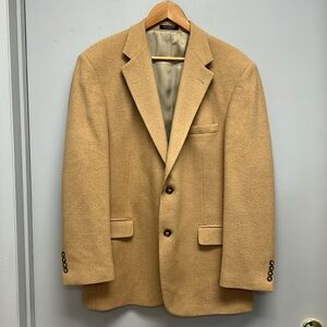 Andrew Fezza Men’s 100% Camel Hair Suit Jacket Size 44 Regular